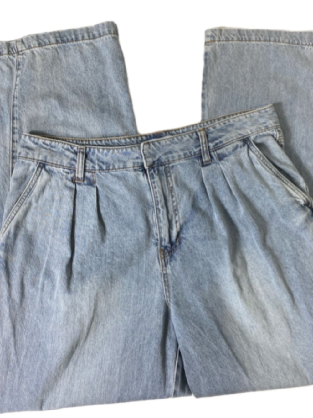 AND NOW THIS Light Wash Baggy High Rise Pleated Wide Leg Denim Jeans 31 - Picture 11 of 12